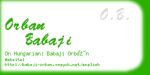 orban babaji business card